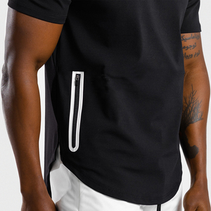 Wholesale <b>Black</b> Blank Side Split Men's Fashion Gym Sportswear T-<b>Shirt</b> - Product Image 2