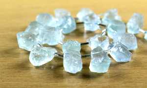 Juego de 21 piezas de piedras preciosas de Aguamarina natural cruda hermosa forma irregular azul para joyería colgante taladro lateral - Product Image 3