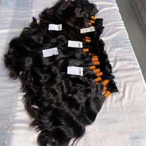 wholesale Full cuticle aligned 11a grade One Donor raw unprocessed hair, pure natural wave Remy indian temple hair in india - Product Image 5