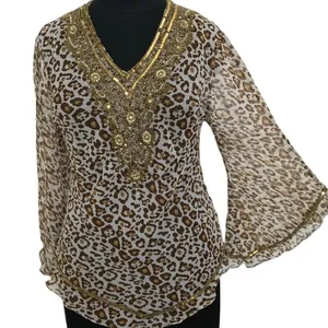 Blusa Casual de Verano para Mujer, Marca Most Wanted 2022, Nueva Moda, Georgette Sólida, Manga Larga, Bordado a Mano - Product Image 1