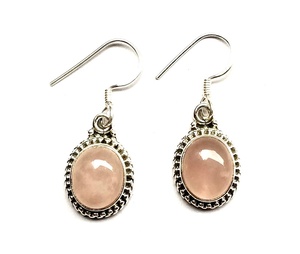 Csja — boucles d'oreilles ovales en argent Sterling 925, boucles d'oreilles pendantes, pierre de Quartz Rose, goutte d'eau pour filles - Product Image 3