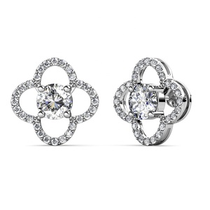 Bijoux en moissanite cultivée en laboratoire de formule innovante, boucles d'oreilles en argent sterling 925 en forme de trèfle à quatre feuilles, bijoux Destiny - Product Image 1
