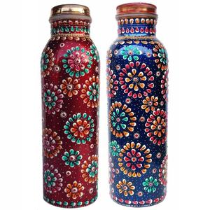 Diseño de pegatina con estampado floral Botella de agua de cobre Vasos Cobre puro Disponible al mejor precio para la venta - Product Image 4