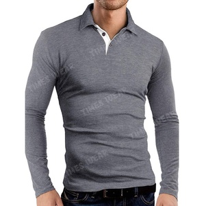 Men's High Quality <b>3</b> Button Full Sleeve Polo Neck European Polo Shirt - Product Image 1