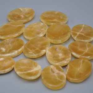 Citrine Calcite <b>Worry</b> <b>Stone</b> Natural Quartz Crystal Carved Fairy Feng Shui Chakra Healing Pattern Polished Gemstone Thumb <b>Stone</b> - Product Image 2