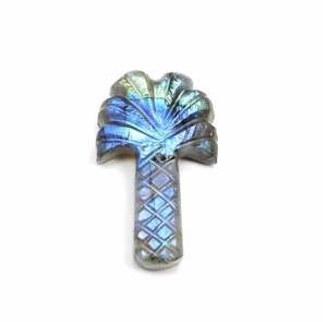 หินธรรมชาติแกะสลักรูปต้นไม้ลาบราดอไรต์แวววาวสีฟ้าขนาด36X21มม. สำหรับทำเครื่องประดับ - Product Image 6