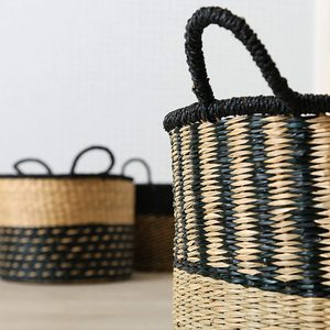 Handmade Natural Seagrass <b>Wicker</b> Storage <b>Basket</b> with <b>Handles</b> Various Styles for Kitchen Food & Laundry Use Wholesale Vietnam - Product Image 2