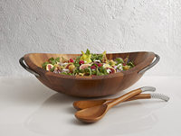 Cuenco de madera hecho a mano con Handel para frutas y ensaladas, tazón de madera de Acacia para el hogar, Hotel y restaurante