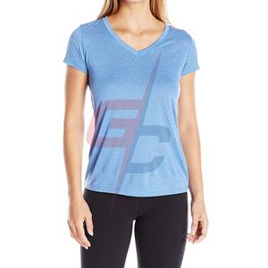 Camiseta con cuello en V para mujer deportiva OEM a precio de fábrica - Product Image 6