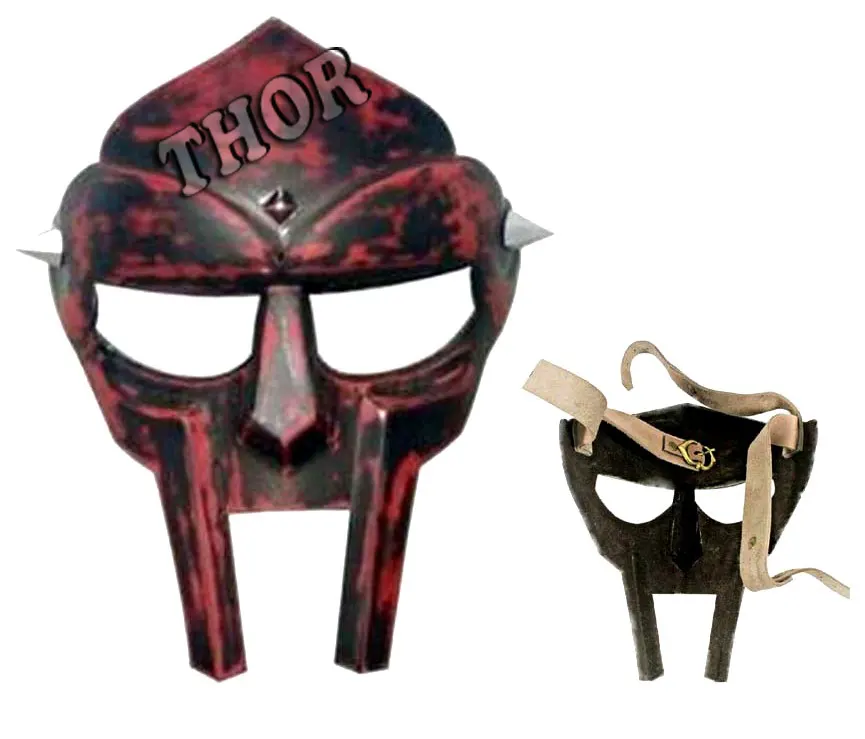 Средневековый MF Doom Rapper Mad-злодей Гладиатор реконструкция лица Античная полированная Броня шлем стальной костюм