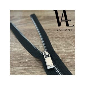 #3 Vacuum Metalizing nylon zipper contrast color stitches close end with high polish shiny sliver puller - Product Image 3