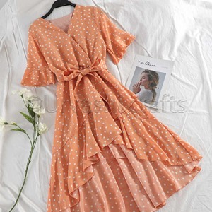 Vestido Mini Bohemio de Verano para Mujer, con Estampado de Lunares Irregulares, Volantes, Estilo Vintage, para Fiestas, Elegante, para la Playa - Product Image 4