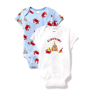 Barboteuses 100% coton à manches courtes et unies pour bébés Whoelsae - Product Image 5