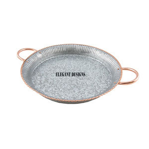 Rustic Vintage Galvanized Serving Tray Inexpensive Table Ware Iron Serving Platter Customized Shape Best Galvanized Serving Dish - Product Image 3