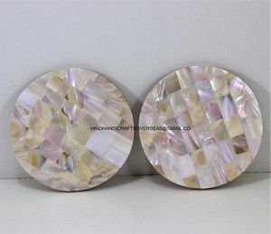 Ensemble de 6 sous-verres ronds en nacre de qualité supérieure pour la décoration de la maison et des fêtes de table de cuisine fabriqués en Inde - Product Image 3