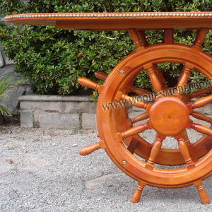 Mesa de Comedor Náutica de Madera Pintada Hecha en Vietnam con Diseño de Timón de Barco para Decoración del Hogar, Regalos Originales para Venta al por Mayor y Menor - Product Image 1