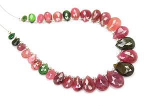 Tourmaline naturelle à facettes multiples perles en vrac taille poire 6 pouces pierre et brin de pierres précieuses pour la fabrication de bijoux - Product Image 4