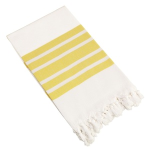 Serviette de plage en coton biologique jacquard à rayures, grande taille 90 x 182 cm, personnalisable avec logo, haute qualité, certifiée GOTS, vente en gros - Product Image 1