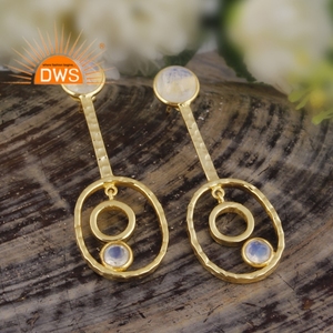 Pendiente colgante de piedra de luna de arcoíris Natural chapado en oro de 18 quilates de Plata de Ley 925 para mujer, joyería para mujer, regalo para ella - Product Image 5