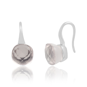 Pendientes de Plata de Ley 925 con Piedras Preciosas de Cuarzo Rosa de Alta Calidad, Fabricación al por Mayor, Pendientes de Moda - Product Image 1