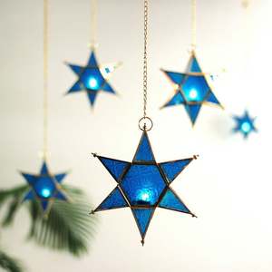 ใหม่ทำด้วยมือตกแต่งสีฟ้าดาวแขวนโคมไฟที่มีคุณภาพที่ดีที่สุด - Product Image 3