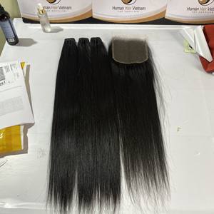 Vendedores de cabello humano virgen 4x4 5x5, cabello humano Remy virgen HD transparente con encaje suizo, cierre medio de Color Natural - Product Image 1