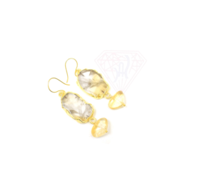 Boucles d'oreilles ovales plaquées or faites à la main belle améthyste citrine quartz pierre précieuse cadeau de fête de mariage pour les femmes - Product Image 1