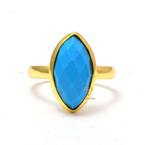 Piedra preciosa turquesa natural Anillo de marquesa de plata esterlina 925 Conjunto de bisel vintage Anillo de aniversario para proveedores mayoristas - Product Image 1