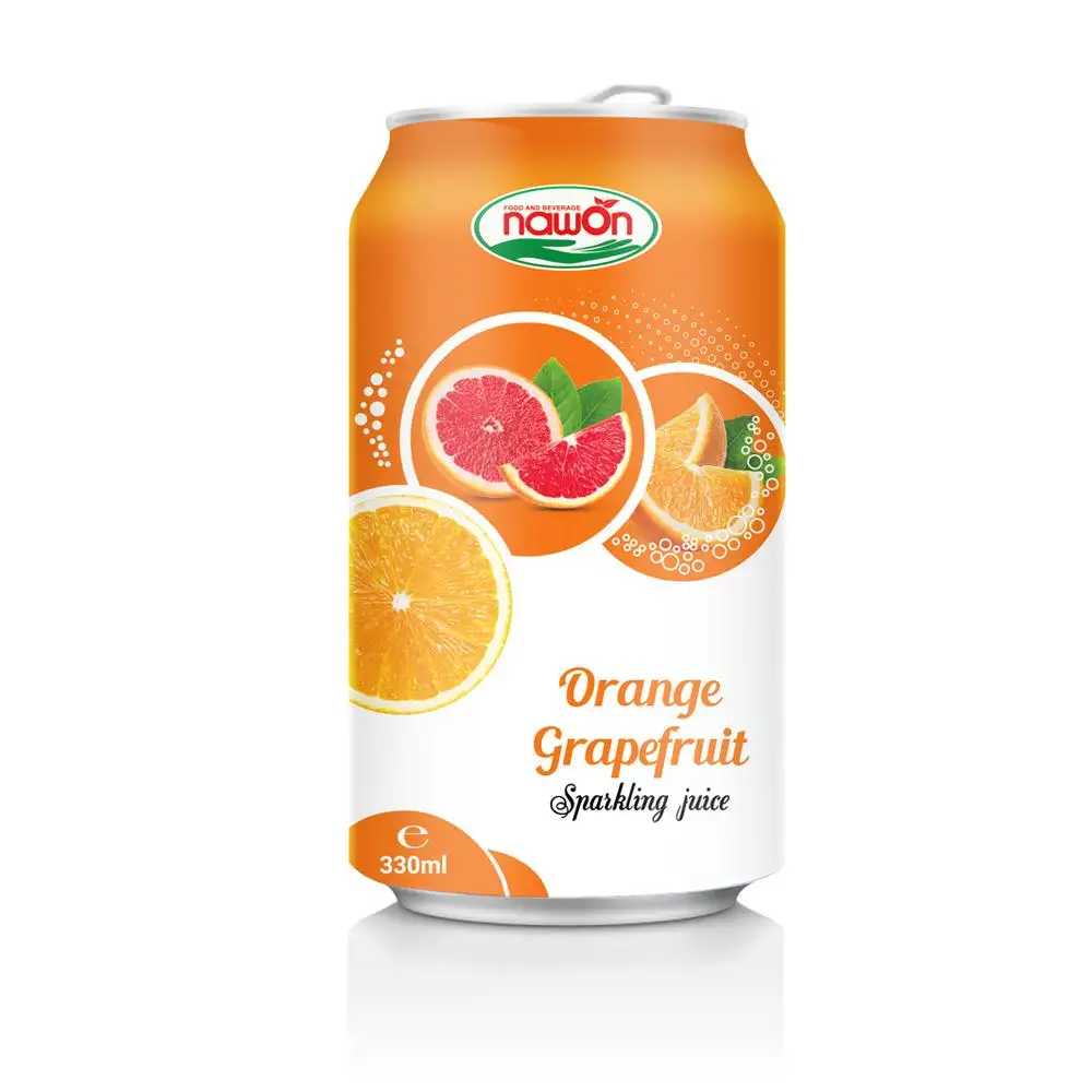 Aluminium Blikjes Nawon Kosher Verpakking Fonkelende Sap Oranje Graperfruit Feature 330Ml Plank 18 Maanden Normaal Water Oorsprong Drankjes