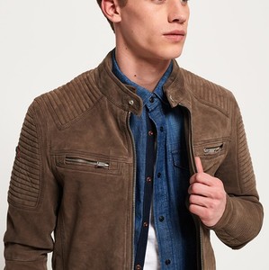 Chaqueta de cuero con cremallera para hombre, con bolsillos, color sólido, moda otoño/primavera 2026, estilo casual, para motociclistas - Product Image 3