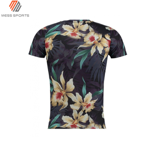 T-shirt à manches courtes pour homme, col rond, avec impression photo de palmiers au coucher du soleil, coupe décontractée, respirant, en polyester tricoté - Product Image 5