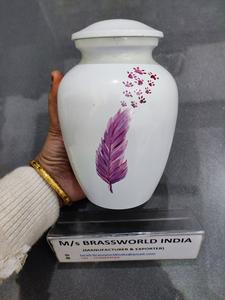 Urna de cremación de aluminio pintada a mano, suministros funerarios, con alas y pata de Mascota - Product Image 4