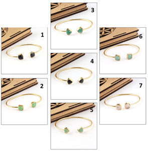 Factory Direct Sales Trillion Shaped Faceted Green Onyx <b>Bracelet</b> Gold Filled Jewelry Special Design Adjustable <b>Bangle</b> <b>Bracelet</b> - Product Image 2