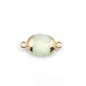 Calcedonia Aqua de 16-18 mm con Conector Ovalado Chapado en Oro para la Fabricación de Joyas - Product Image 1