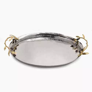 Plateau de service rond en cuivre pur pour la maison hôtel Restaurant plateaux de service alimentaire Design moderne luxe servant la maison et les fournitures d'hôtel - Product Image 4