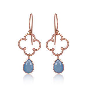 Zemo — boucle d'oreille pendante en argent Sterling fait à la main, bijou en pierre précieuse de calcédoine bleue, vente en gros - Product Image 1