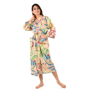 Las mujeres al por mayor de algodón Batas Floral imprimir Kimonos - Product Image 1