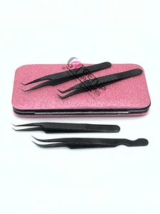 Pinzas profesionales para extensión de pestañas de acero inoxidable con el mejor diseño, diferentes estilos, instrumentos de belleza con agarre de diamante de Plasma negro - Product Image 4