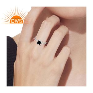 Bague de déclaration en argent 925, pierre précieuse naturelle, forme carrée, fait à la main, vente en gros, bijoux - Product Image 5