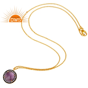 Collier en argent Sterling 925 pour femmes, modèle en améthyste naturelle en plaqué or 18k et pierre précieuse, pendentif pour bijoux - Product Image 2