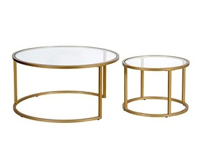 Luxury Modern <b>Nesting</b> Stained Glass Coffee <b>Tables</b> Metal Material Popular Living Room Glass Coffee <b>Table</b> for Home Use - Product Image 1