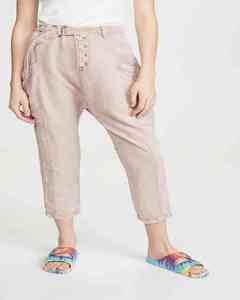 Femmes été décontracté écologique 100% coton pantalon pantalon couleur unie toile confortable ajustement plat avant expédition rapide via - Product Image 6