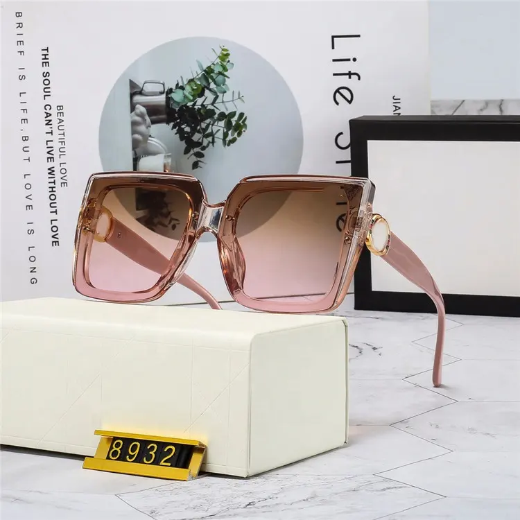 Moda güneş gözlükleri tasarımcı güneş gözlüğü ünlü markalar markalı 2021 Shades güneş plaj büyük çerçeve lüks milyoner kadınlar için