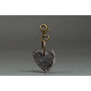 LW Handcrafted Personalized Compass Keychain Heart Shape Leather with Leopard and Cow Print <b>Key</b> <b>Ring</b> - Product Image 3