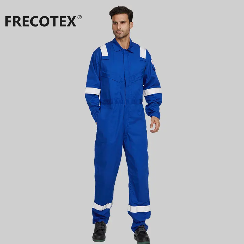 FRECOTEX 100% Katun Ultima Fr Coverall Pakaian Kerja Pekerja Tahan Api Pakaian Kerja Tahan Api