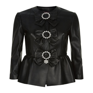 Faux <b>Leather</b> Women PU Jacket Coat Black Fashion Pleated O-neck New Spring Female Plus Size Sheepskin Jackets Solid Pattern Frock - Product Image 1