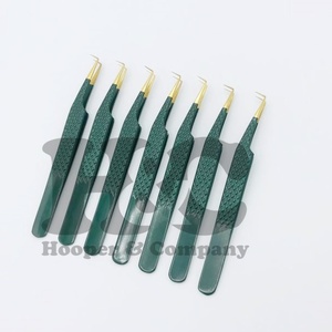 Pince à épiler personnalisée avec logo en vison Pince à épiler en acier inoxydable de haute qualité Pointe volumineuse en or vert Emballage durable - Product Image 2