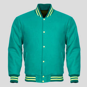 Chaqueta de bombardero de béisbol informal para hombre, cuerpo de lana transpirable, manga de cuero ligero, logotipo personalizado, lona de invierno no tejida - Product Image 3