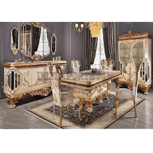 สไตล์ฝรั่งเศสมือแกะสลักห้องรับประทานอาหารชุดเฟอร์นิเจอร์คลาสสิกหนักแกะสลักห้องรับประทานอาหารเฟอร์นิเจอร์หรูหราสีทองโต๊ะรับประทานอาหาร - Product Image 1