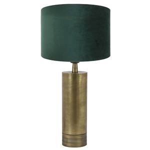 Modern Brass <b>Table</b> <b>Lamp</b> with Green Velvet Shade Round <b>Base</b> Indoor Home Decor Living Room Durable Design - Product Image 1